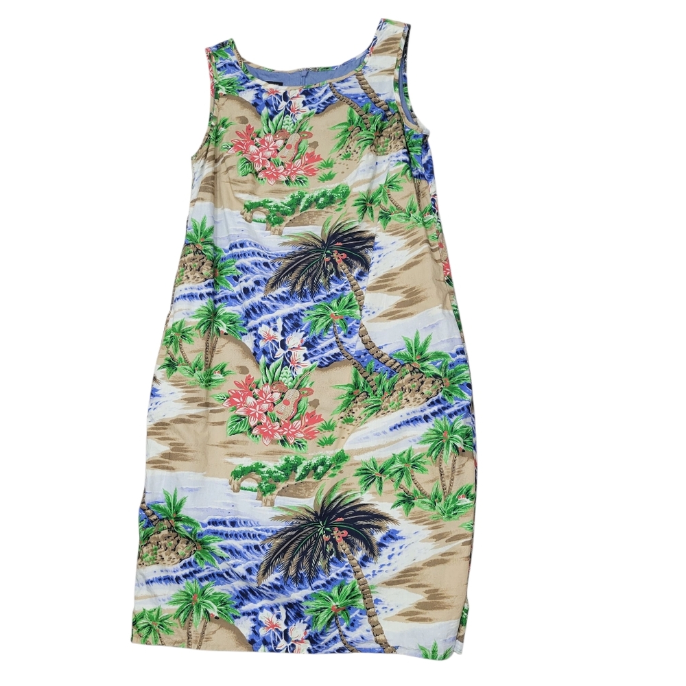 Talbots Hawaiin Dress Size 2 Floral Green